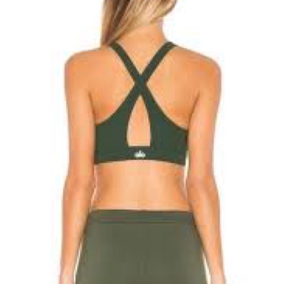 Alo Yoga Ripped Warrior Bra XS hunter green sports athletic athleisure yoga sexy - Picture 3 of 10